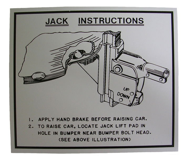 Jack Instruction Decal, 1949-53 Oldsmobile