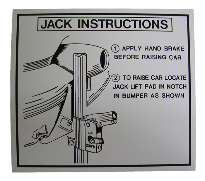 Jack Instruction Decal, 1954-55 Oldsmobile