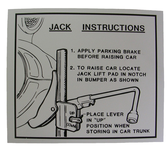 Jack Instruction Decal, 1956-57 Oldsmobile