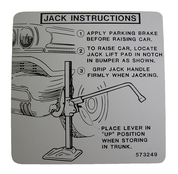 Jack Instruction Decal, 1958 Oldsmobile