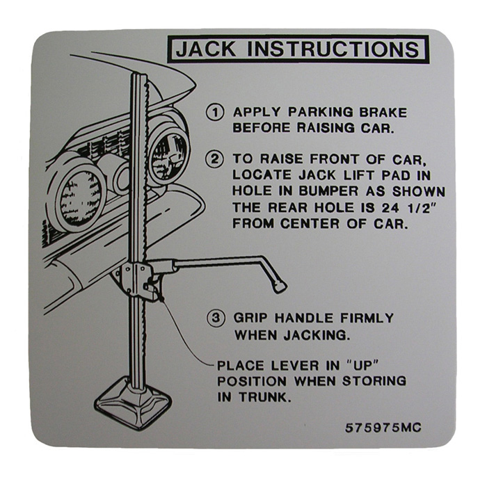 Jack Instruction Decal, 1959 Oldsmobile