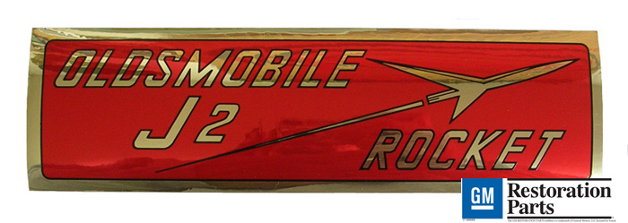 'Oldsmobile J/2 Rocket' Foil Air Cleaner Decal, 1957-58 J/2