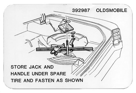 Jack Stowage Decal, 1966-67 F-85, Cutlass, 442