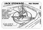 Jack Stowage Decal, 1969-72 Cutlass, 442, F-85 with standard wheels